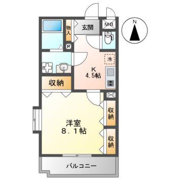 エアポートラピス(1K/1階)の間取り写真