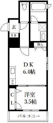 シャーメゾン大橋(1DK/3階)の間取り写真