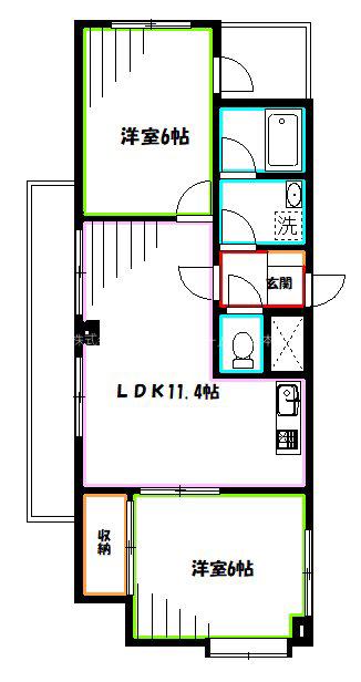 COM・CALDECOTT(2LDK/1階)の間取り写真