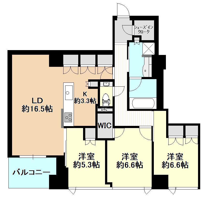アイコニックタワー 新潟ステーション(3LDK/27階)の間取り写真