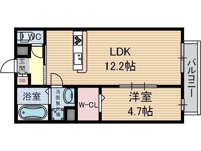 スプランドゥール春日(1LDK/1階)の間取り写真