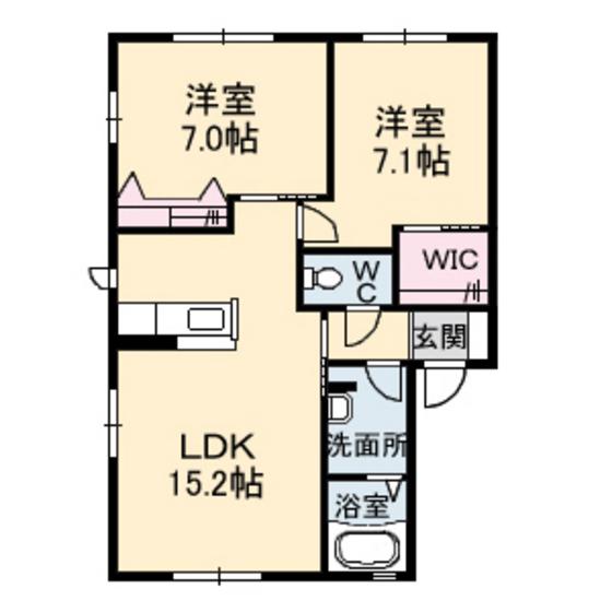 ファミール 内屋(2LDK/2階)の間取り写真