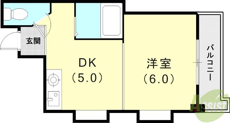 クリエートコート箕面(1DK/3階)の間取り写真