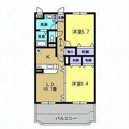 ユーミーグレース(2LDK/2階)の間取り写真