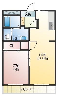 シャトレ壱番館(1LDK/1階)の間取り写真