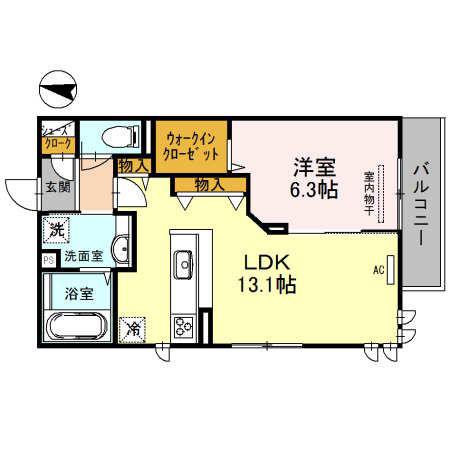 アスールロザーノ(1LDK/3階)の間取り写真