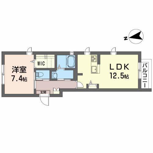 ベルジュール(1LDK/2階)の間取り写真