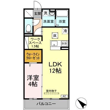 モナリエ(1LDK/1階)の間取り写真