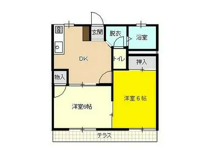 フジフラットB(2DK/2階)の間取り写真