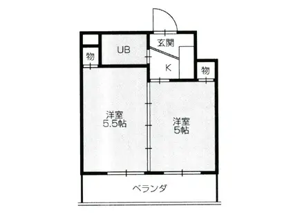 サンヒル鷹丘(2K/1階)の間取り写真