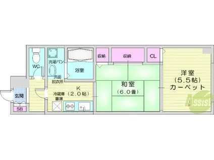 第7旭コーポラス(2K/5階)の間取り写真