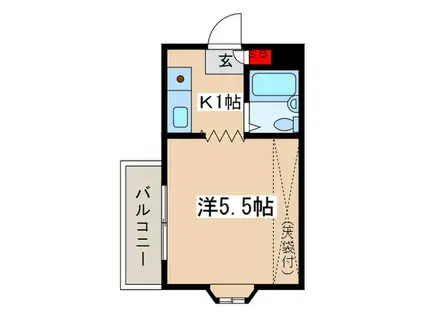 神泉ハイツ(1K/3階)の間取り写真
