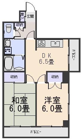 プロムコート(2DK/2階)の間取り写真