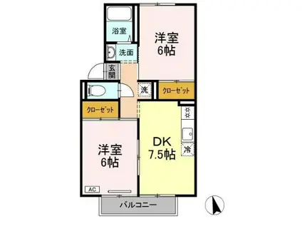 プレジール大和II(2DK/2階)の間取り写真