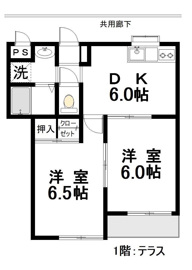 リヴェールメゾン墨田(2DK/1階)の間取り写真