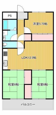 メゾン花北(3LDK/3階)の間取り写真