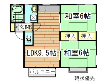 コーポ越後(2LDK/2階)の間取り写真