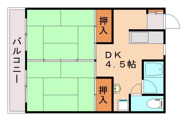 丸野ビル(2K/2階)の間取り写真