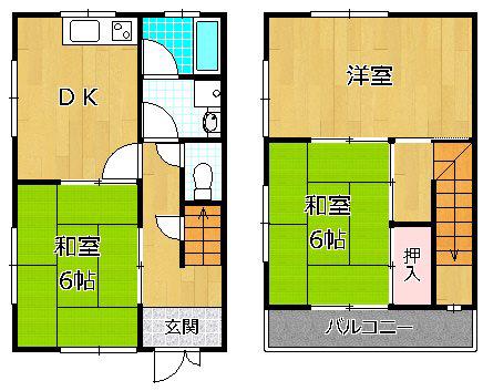 土井ハウス(3DK/1階)の間取り写真