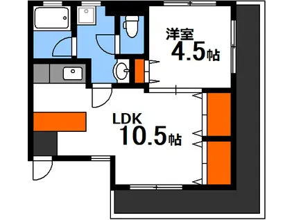 朝日ビル(1LDK/2階)の間取り写真