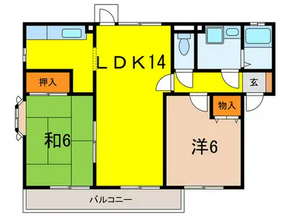 アビタシオン仁川III(2LDK/1階)の間取り写真