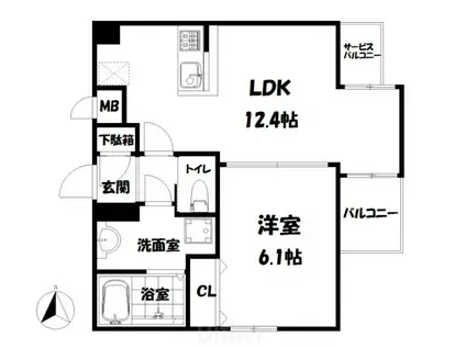 四条コート西洞院(1LDK/3階)の間取り写真