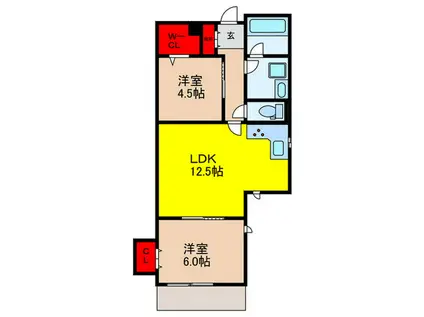 CHEZ・MOI茨木市郡山(2LDK/1階)の間取り写真