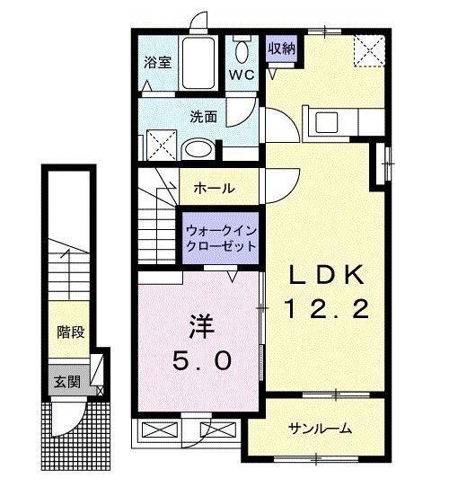 アンベリール Ⅴ(1LDK/2階)の間取り写真