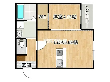 BRAVE BASE 久留米南(1LDK/1階)の間取り写真