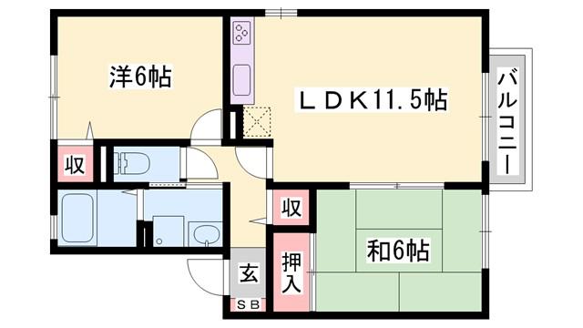 サンハイツ和田(2LDK/2階)の間取り写真