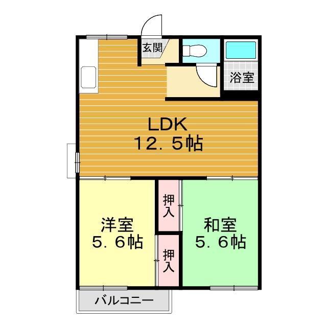 フォーブル豊(2LDK/2階)の間取り写真