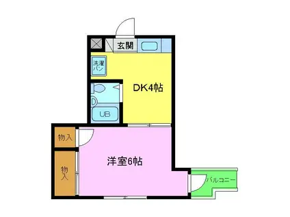 タツミハイツ(1DK/2階)の間取り写真