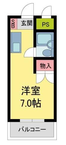 アイビーコートII(ワンルーム/3階)の間取り写真