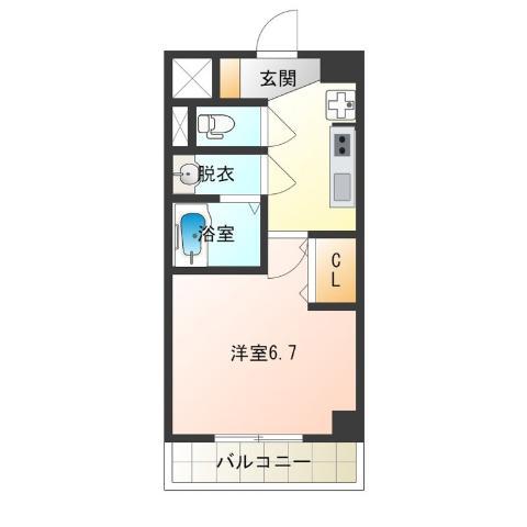 グランエクラ花園町(1K/4階)の間取り写真