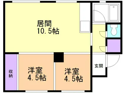 スワンマンション(2LDK/4階)の間取り写真