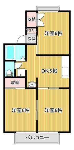 セジュールK&T IV(3DK/2階)の間取り写真