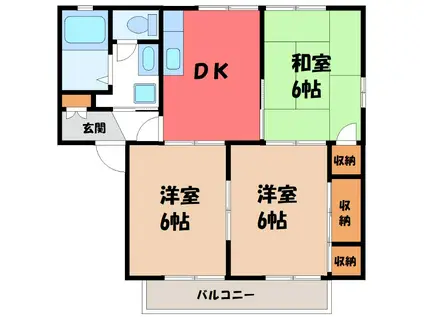 ニフティパレスC(3DK/2階)の間取り写真