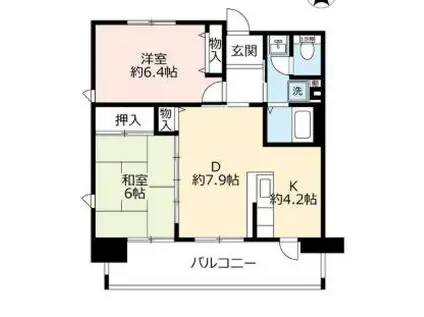 UR 浜甲子園さくら街14(2DK/7階)の間取り写真