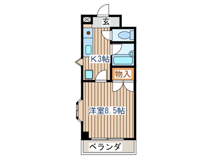クリスタルハイツみねぎし(1K/2階)の間取り写真