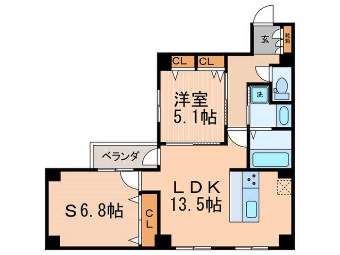 コモド御所南(1SLDK/3階)の間取り写真