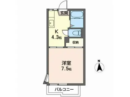 レジデンス樹(1K/2階)の間取り写真