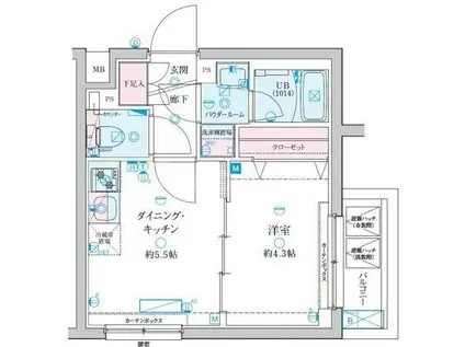 GENOVIA京成立石V(1DK/4階)の間取り写真