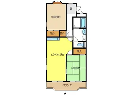 ファミールはらたII(2LDK/3階)の間取り写真