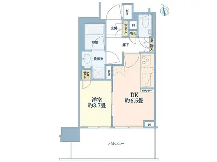 ミッドレジデンス文京(1DK/5階)の間取り写真