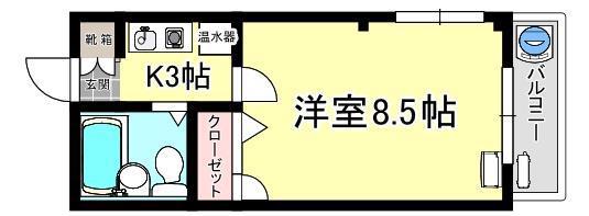 ムトーハイツ(1K/1階)の間取り写真