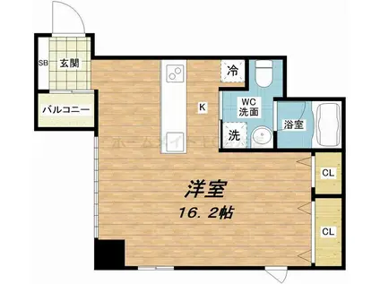 ルクレ堺筋本町レジデンス(ワンルーム/12階)の間取り写真