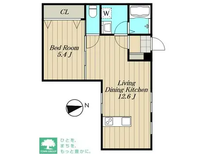 カーサ上目黒(1LDK/1階)の間取り写真