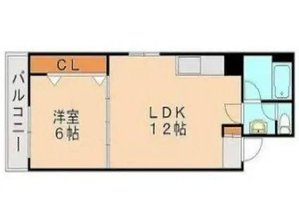 九日電ビル(1LDK/3階)の間取り写真