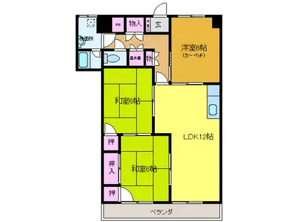 くぼたマンション(3LDK/3階)の間取り写真