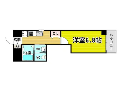 CQレジデンス大阪ウエスト(1K/3階)の間取り写真